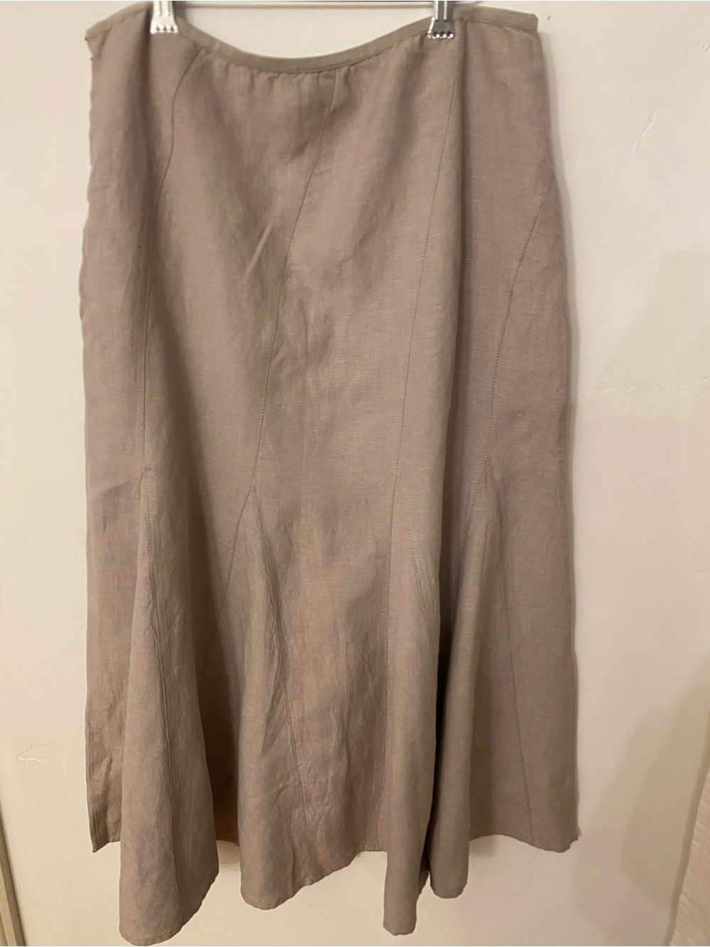 Women's Taupe Midi Skirt with Panel Detailing